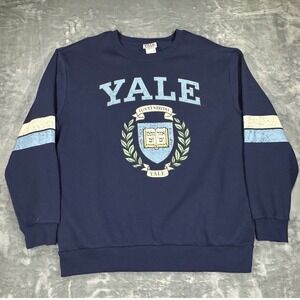 Yale University Sweatshirt Mens Large Navy Blue Collegiate Crewneck Distressed L